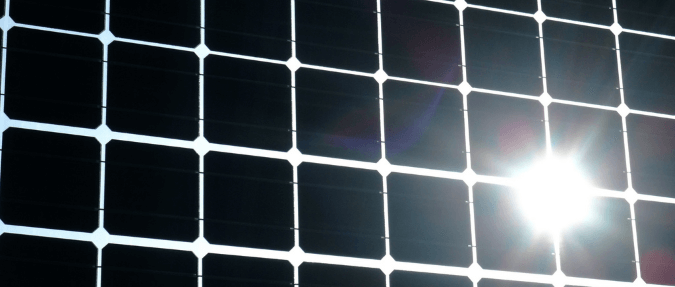 A reflection (glare/ dazzle) off of a photovoltaic solar panel