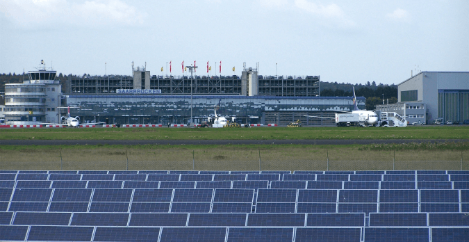 Saarbrucken Airport Terminal with Solar Panels located outside