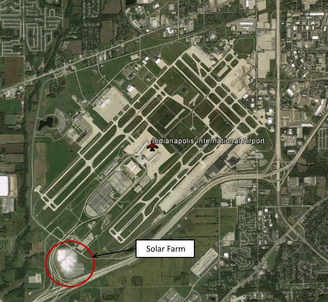 Indianapolis International Airport With Solar Photovoltaic Farm