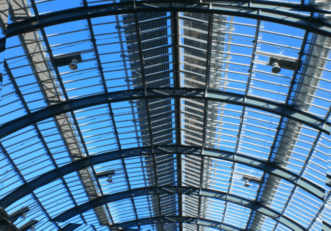 Solar PV panels at London Kings Cross Train Station