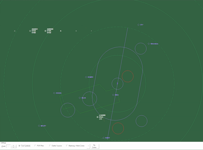 A Pager Power simulation of Thales STAR 2000 radar mitigation (Blanking Zones and Non-Auto Initiation Areas)