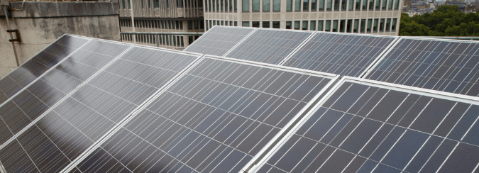 Solar Photovoltaic Panels on a roof in London. Environmental Committee of Greater London Authority (GLA) indicated that over 20% of London’s electricity needs could come from Solar PV energy