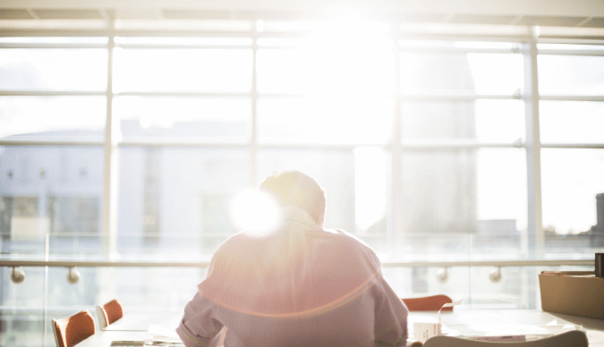 Man sitting at a desk