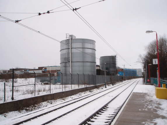 Fawdon Metro Platform View of the Nestle Factory