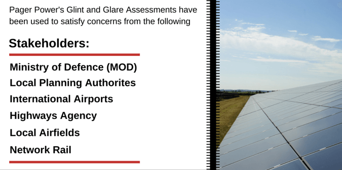 Pager Power has satisfied MOD, Airports, Highways Agency, Airfields and Nework rail with Glint and Glare Assessments