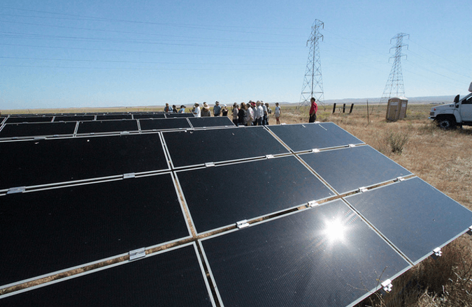 Reflection from a solar panel