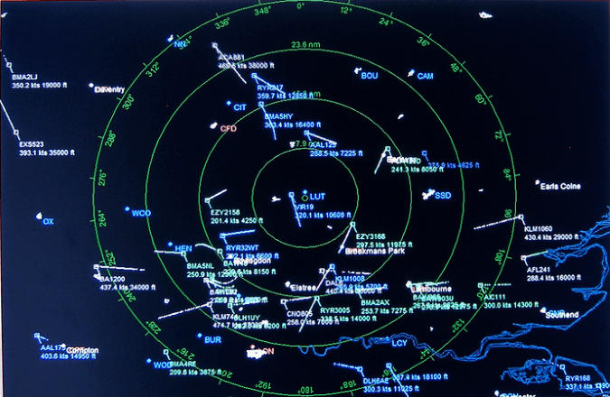 Busy air traffic control display