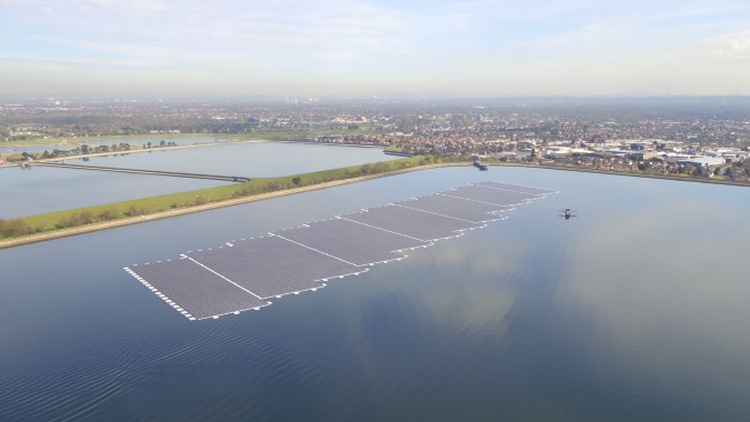 Floating solar farm at QEII Reservoir
