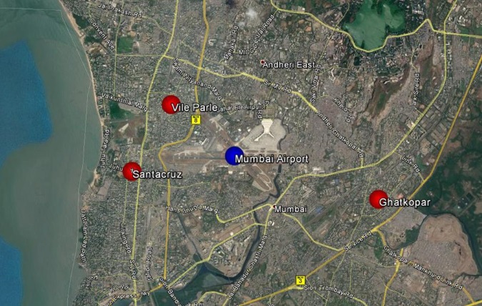 Key obstruction locations around Mumbai Airport