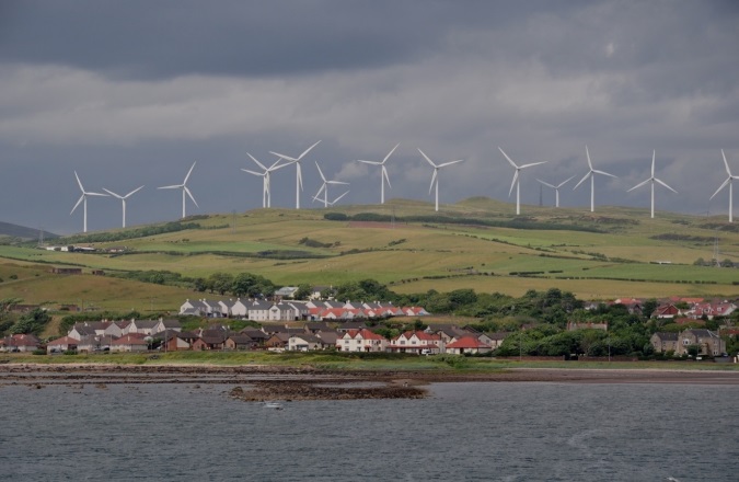 Wind farm by a small village