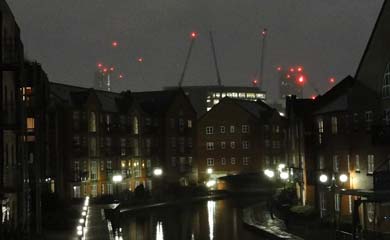 Aviation lighting on buildings and construction cranes