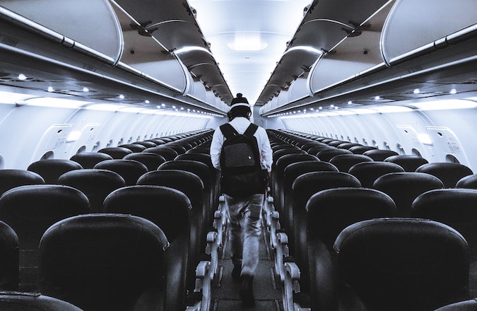 Passenger on an empty plane