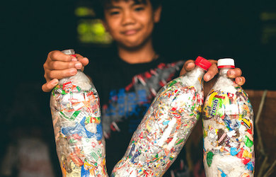 A student in Bontoc proudly holds his Ecobricks
