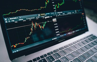 Stock market graph on laptop