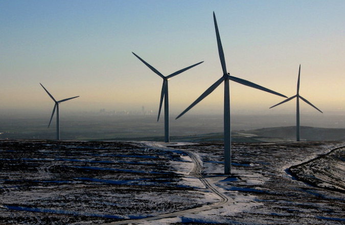 Scout Moor Wind Farm at Sunset