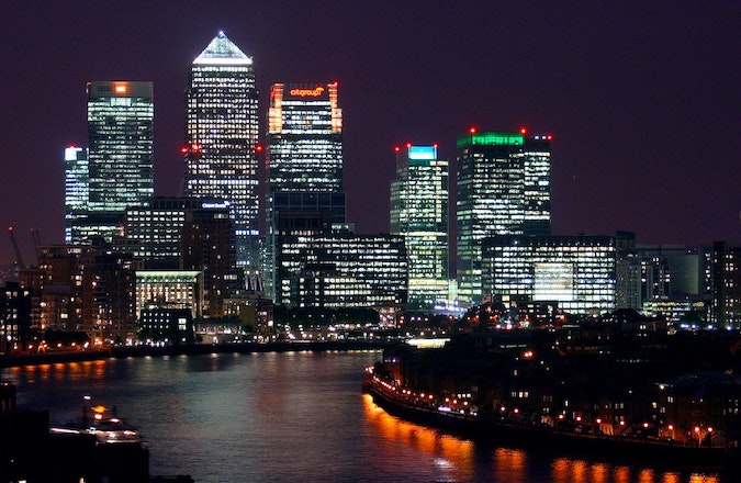 Canary Wharf at night