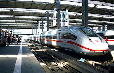 High-speed train at Hauptbahnhof railway station