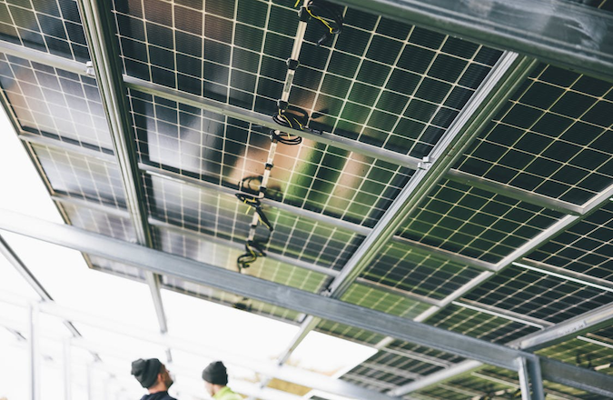 Close up of solar panels