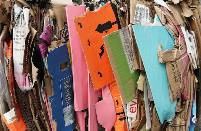 Cardboard Boxes Tied up for Recycling