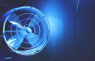 Jet engine in blue