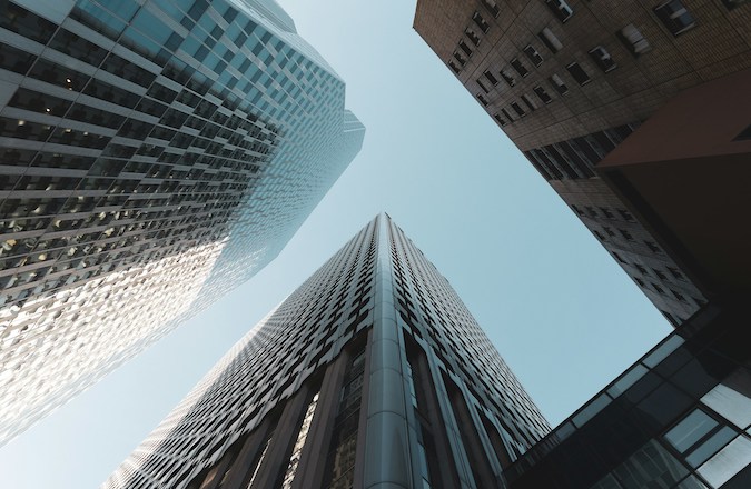 Low angle photography of high rise buildings