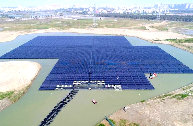 Floating solar photovoltaic panels