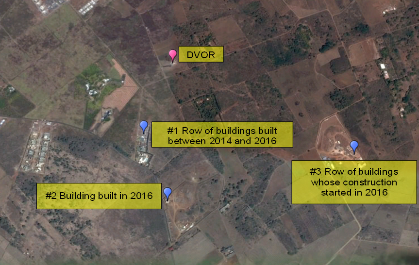 Figure 5: Aerial photograph showing buildings under construction near DVOR