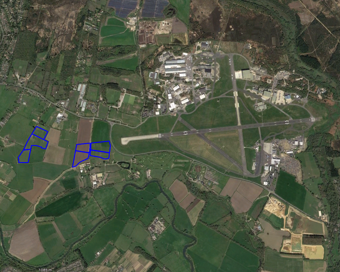 Figure 3: Hale Farm and Woodtown Farm revised solar panel locations[3] [3] Source: © 2016 Google.