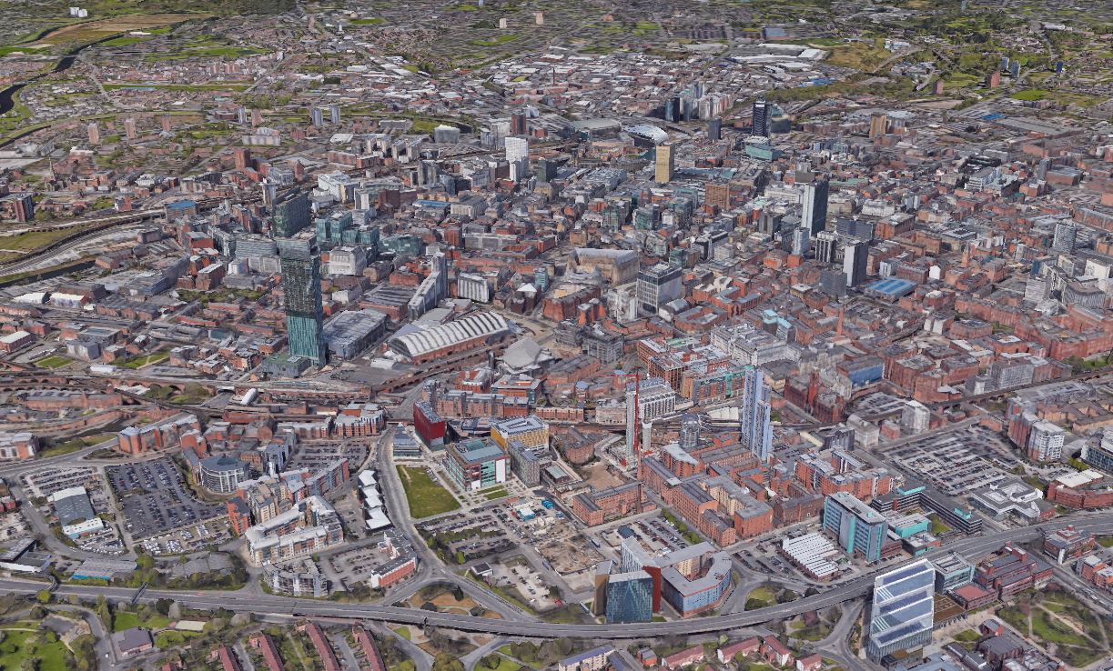 3D imagery of central Manchester