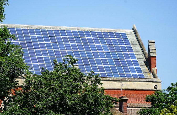Solar array on a rooftop
